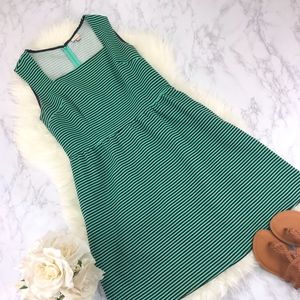 Merona Green & Navy Blue Stripe Dress Medium